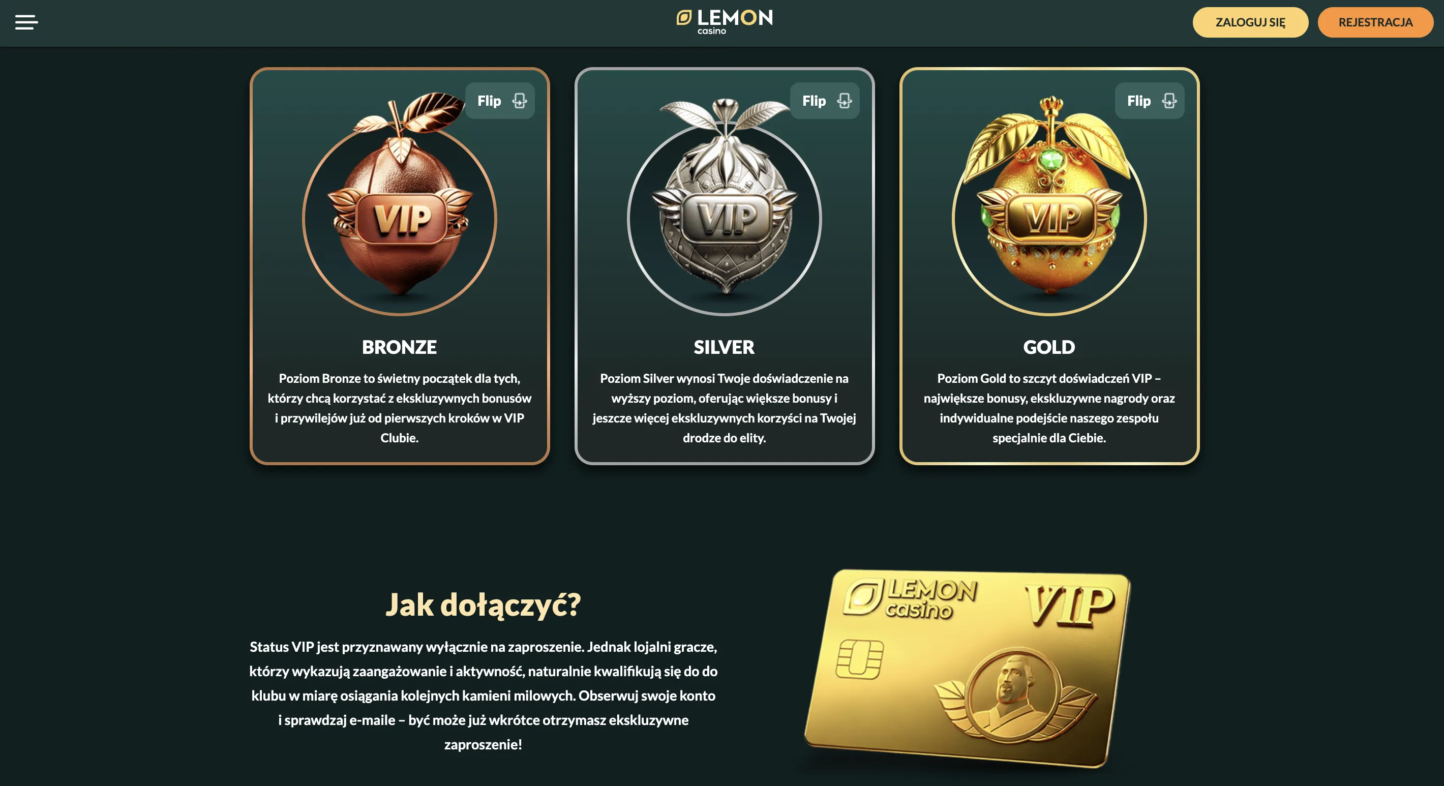 Lemon Casino program VIP – poziomy Bronze, Silver i Gold